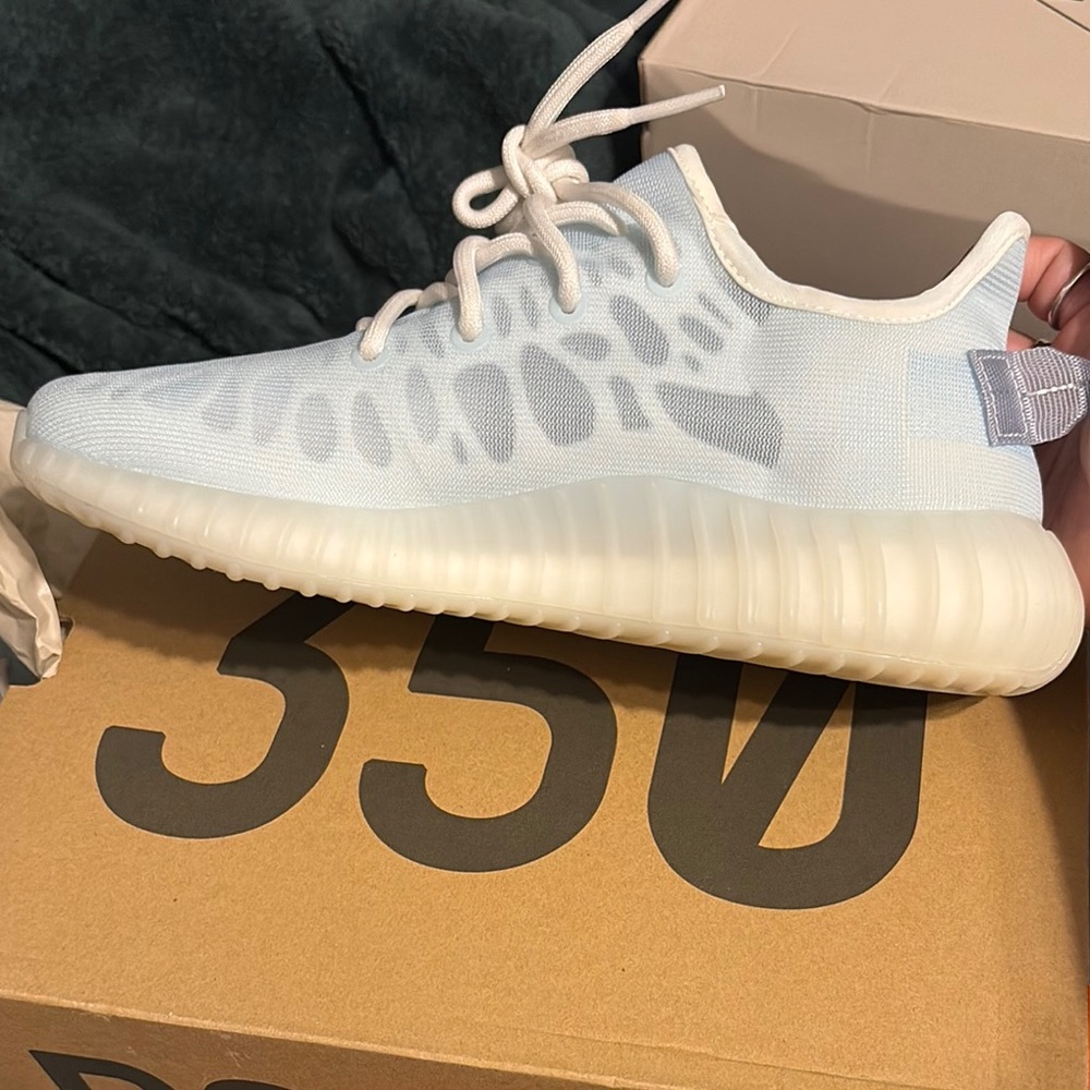 Yeezy Mono Ice adidas Athletic Shoes - White and Gray